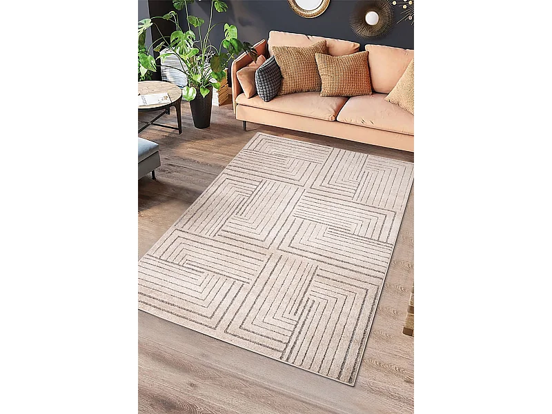 Kurzflorteppiche - geometrisch - beige - 160x230 cm - PAULA