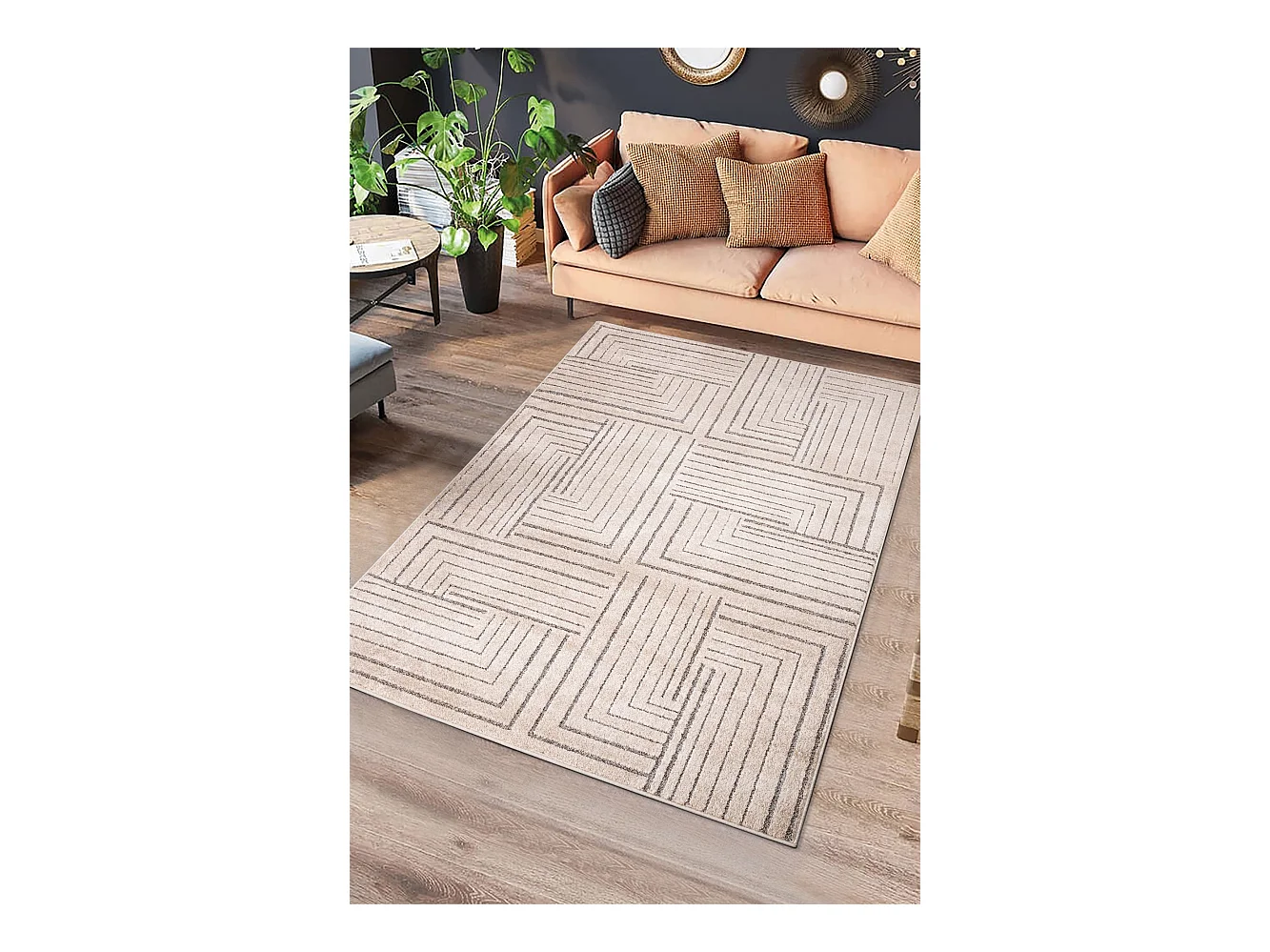 Laagpolig tapijt - geometrisch - beige - 160x230 cm - PAULA