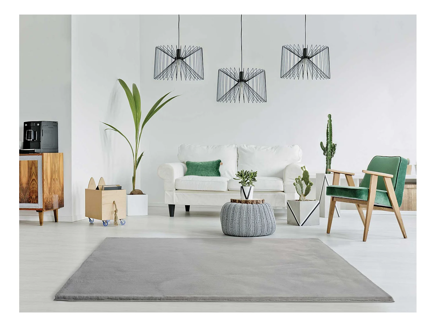 Tapis intérieur - shaggy uni - argent - 160 x 230 cm - FOX