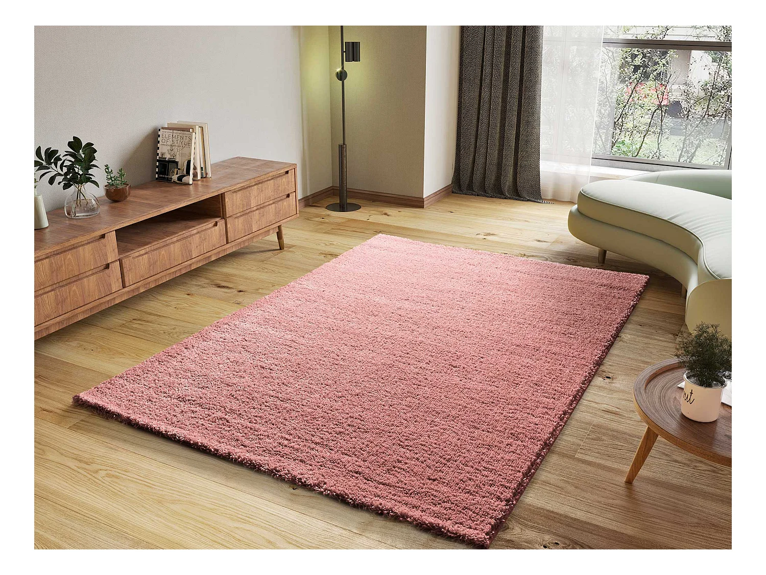 Hochflorteppich - einfarbig shaggy - rosa - 60x120 cm - ATLAS