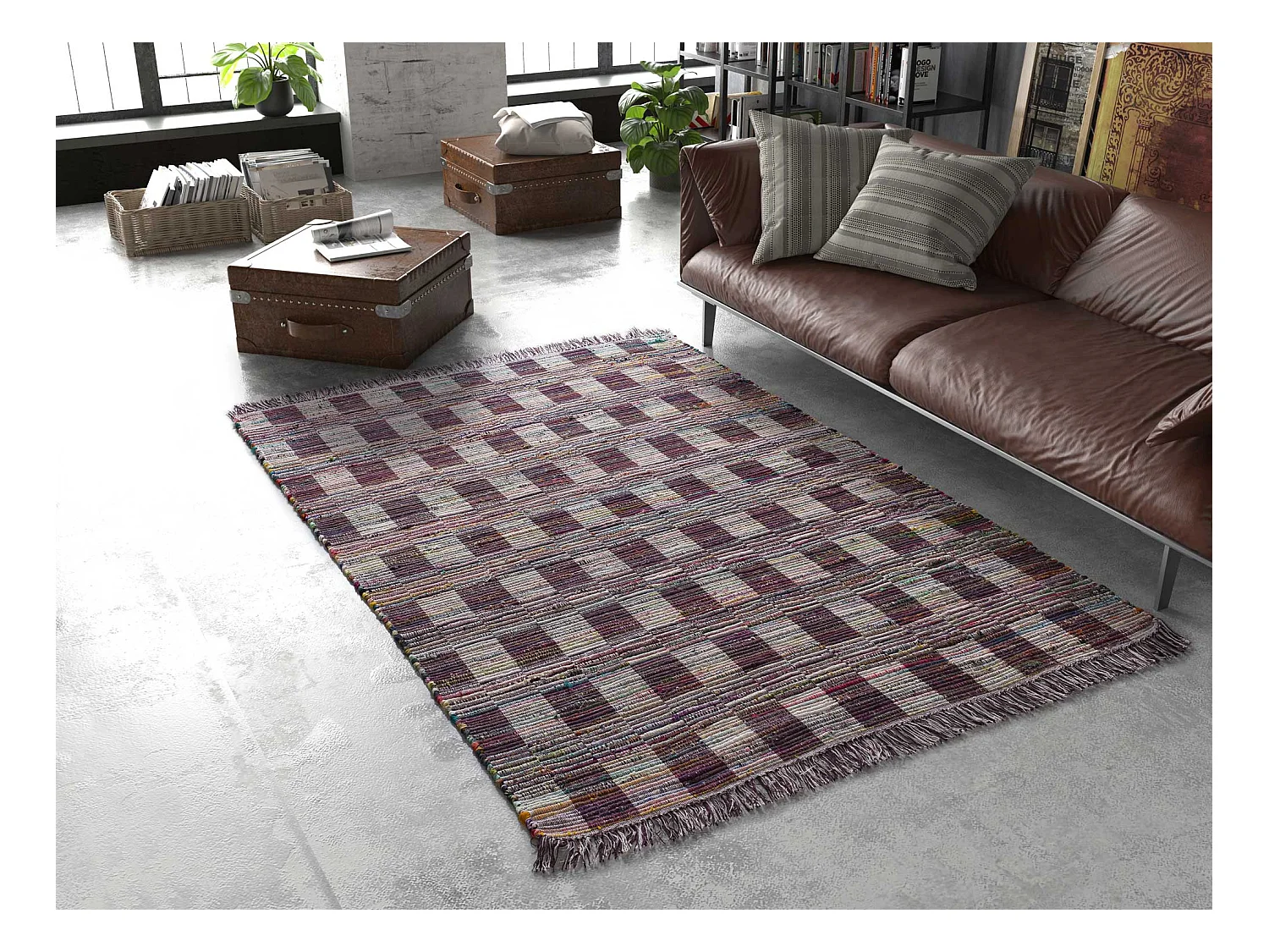 Laagpolig tapijt - etnisch - veelkleurig - 60x90 cm - RECRAFT