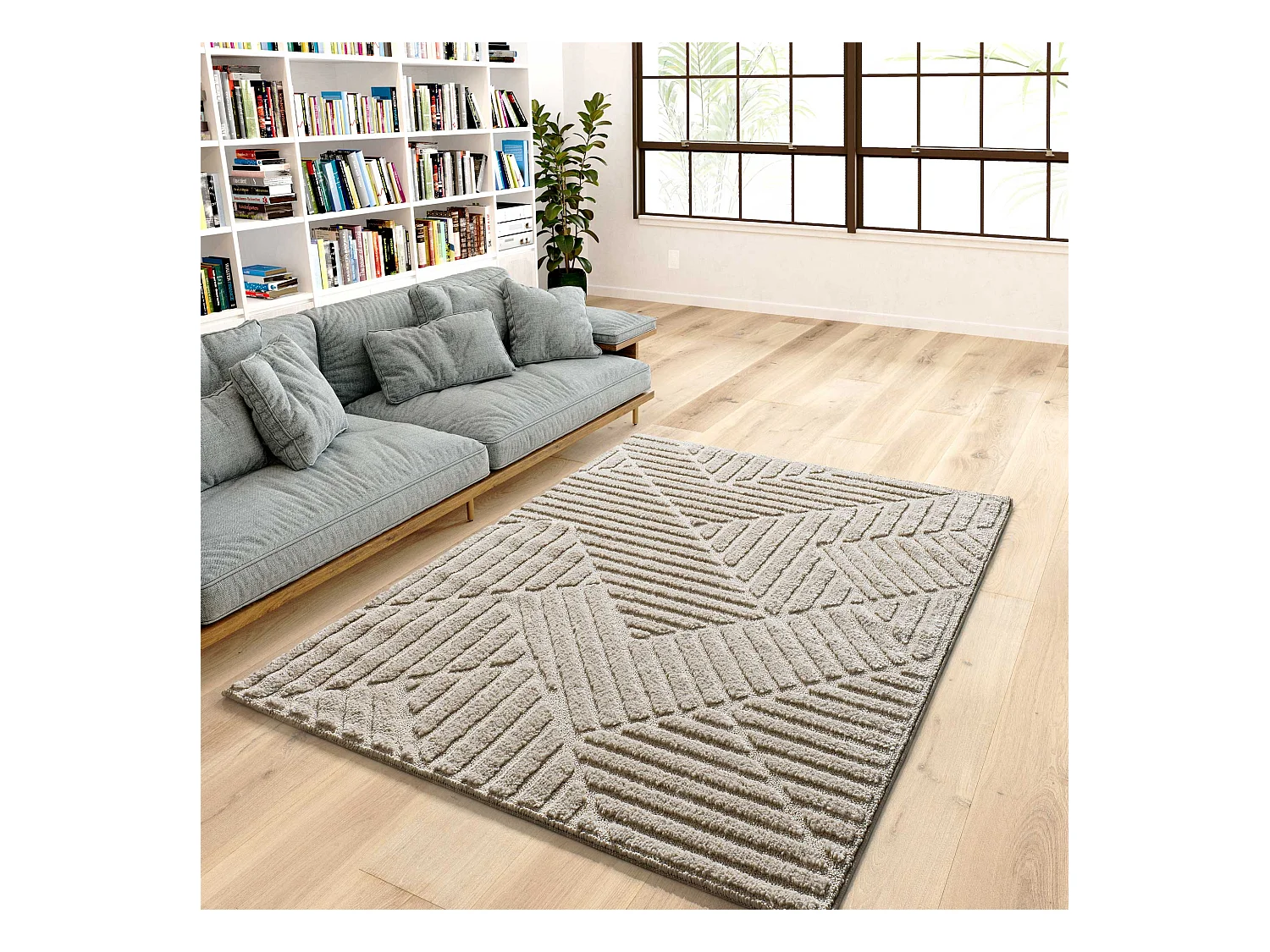 Tapis intérieur - géométrique - beige - 200 x 290 cm - NUMA
