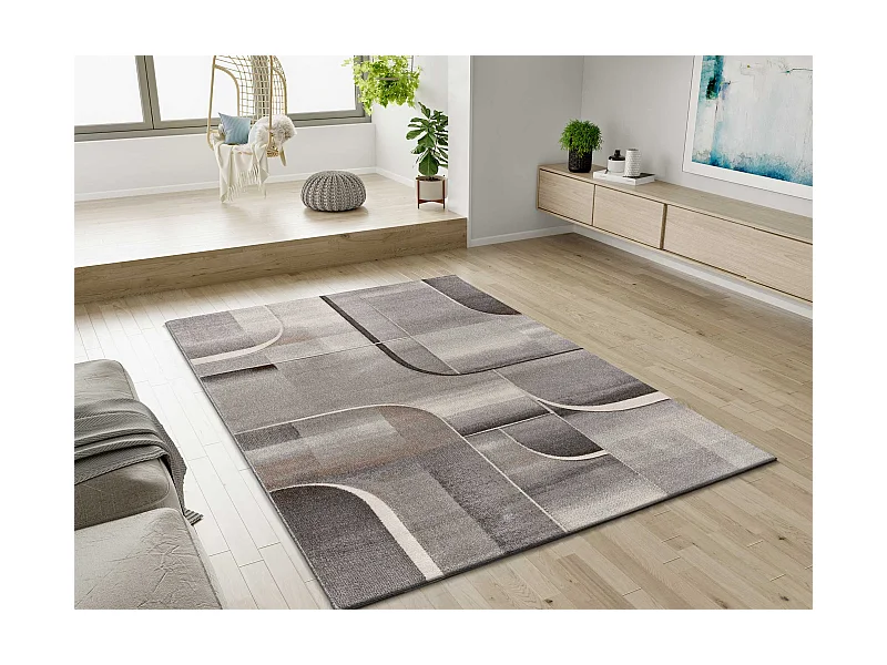 Kurzflorteppiche - abstrakt - grau - 140x200 cm - MEDEL