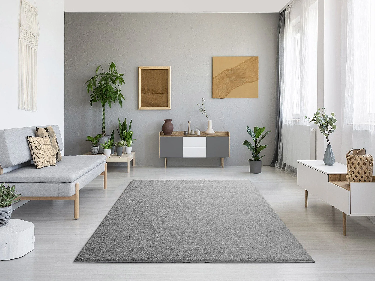 Tapete interior - liso - prateado - 80 x 150 cm - MONTANA