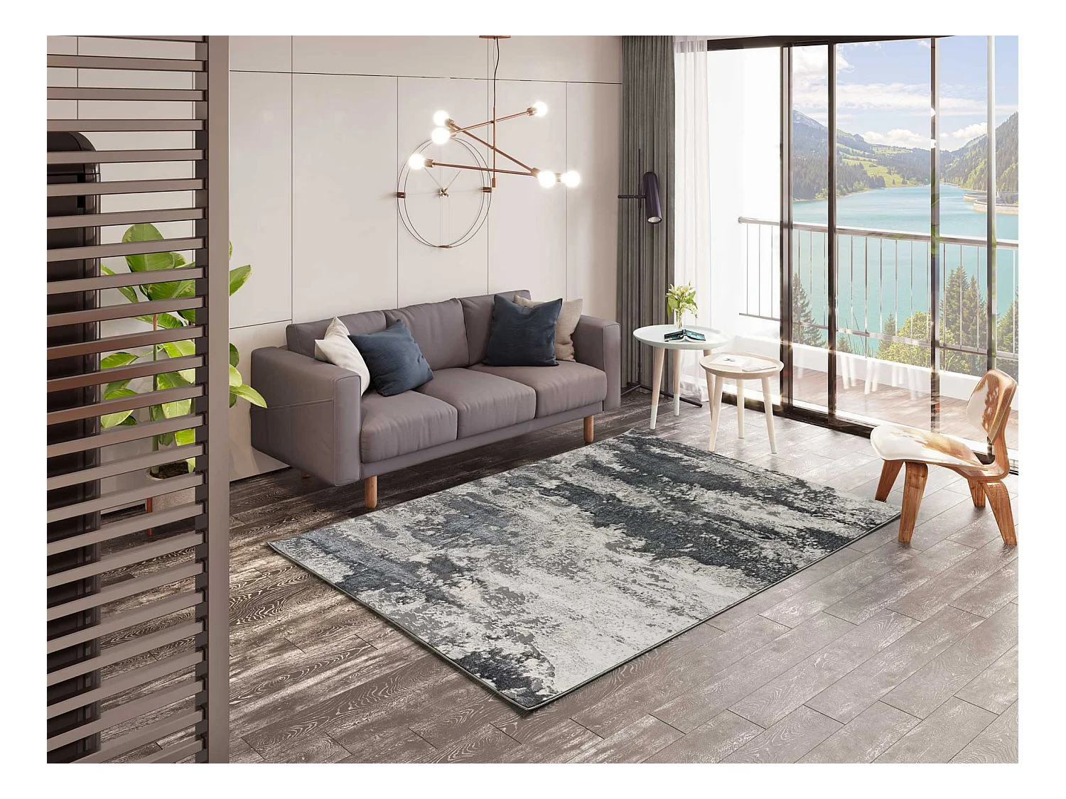 Tapis intérieur - abstrait - gris - 160 x 230 cm - AGATA