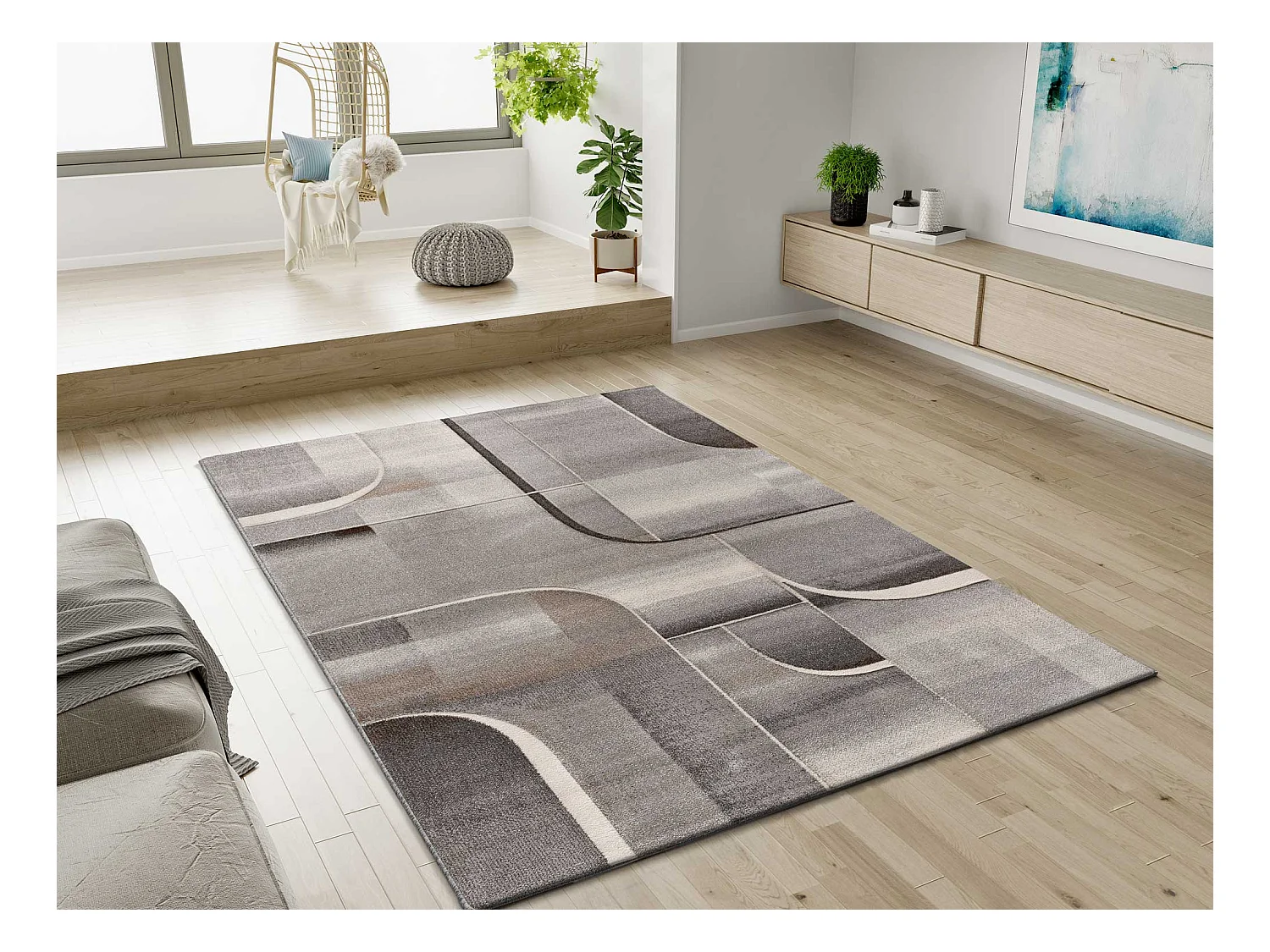 Kurzflorteppiche - abstrakt - grau - 160x230 cm - MEDEL