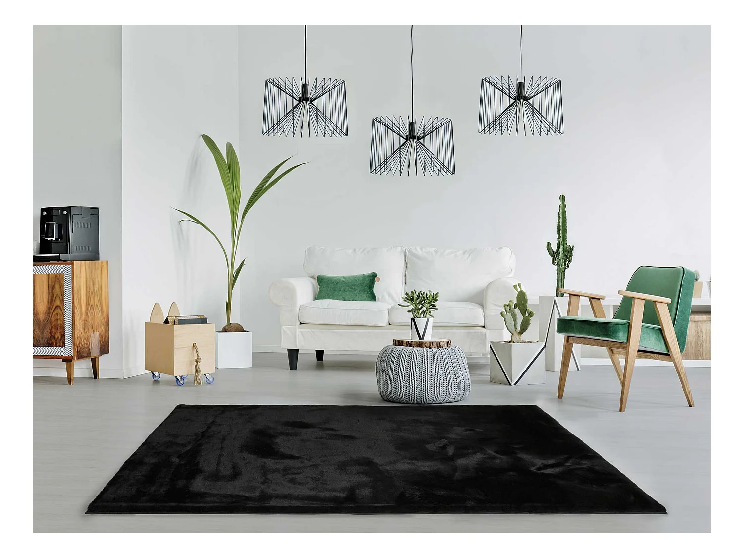 Tapis intérieur - shaggy uni - noir - 120 x 180 cm - FOX