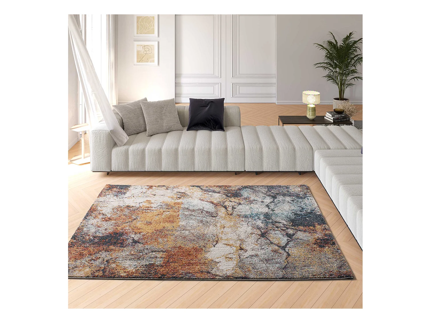Laagpolig tapijt - abstract - veelkleurig - 80x150 cm - PARMA