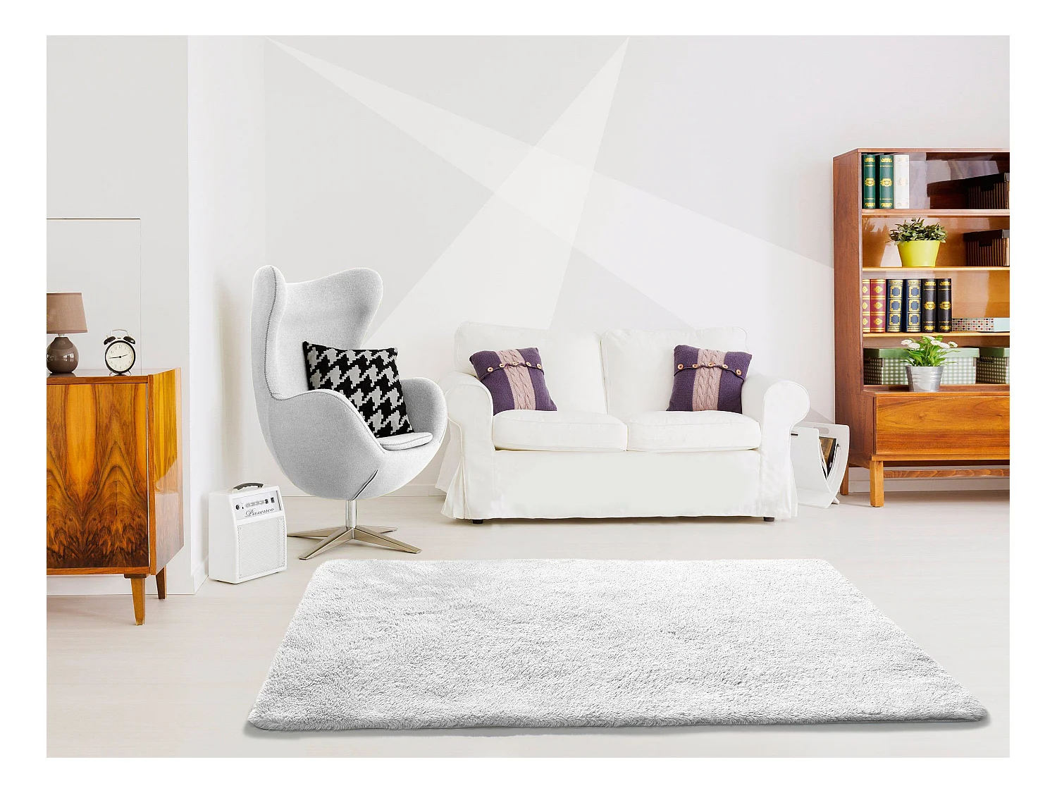 Tapis intérieur - shaggy uni - blanc - 140 x 200 cm - ALPACA