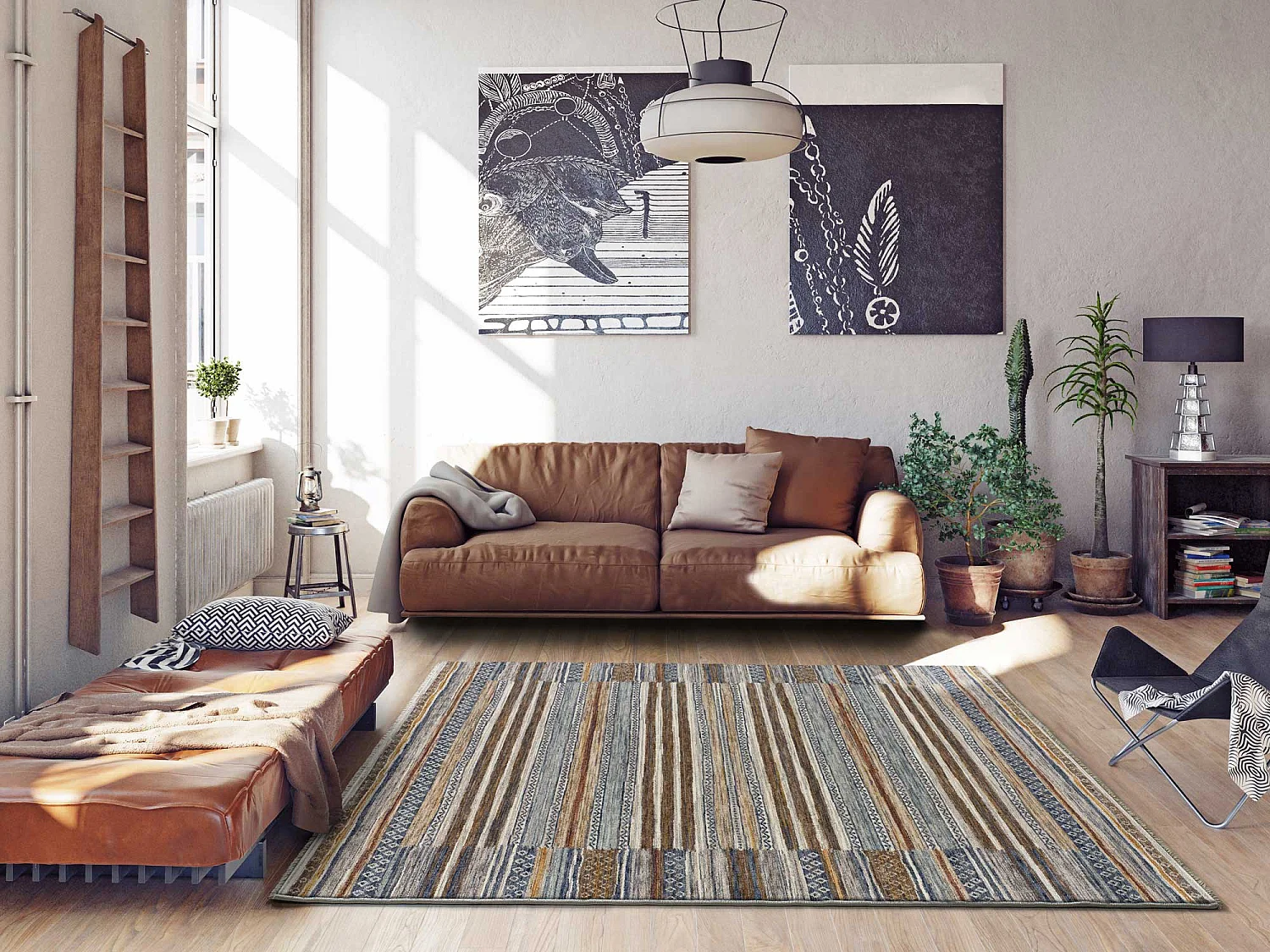 Kurzflorteppich - vintage - mehrfarbig - 133x190 cm - SAMARKAND