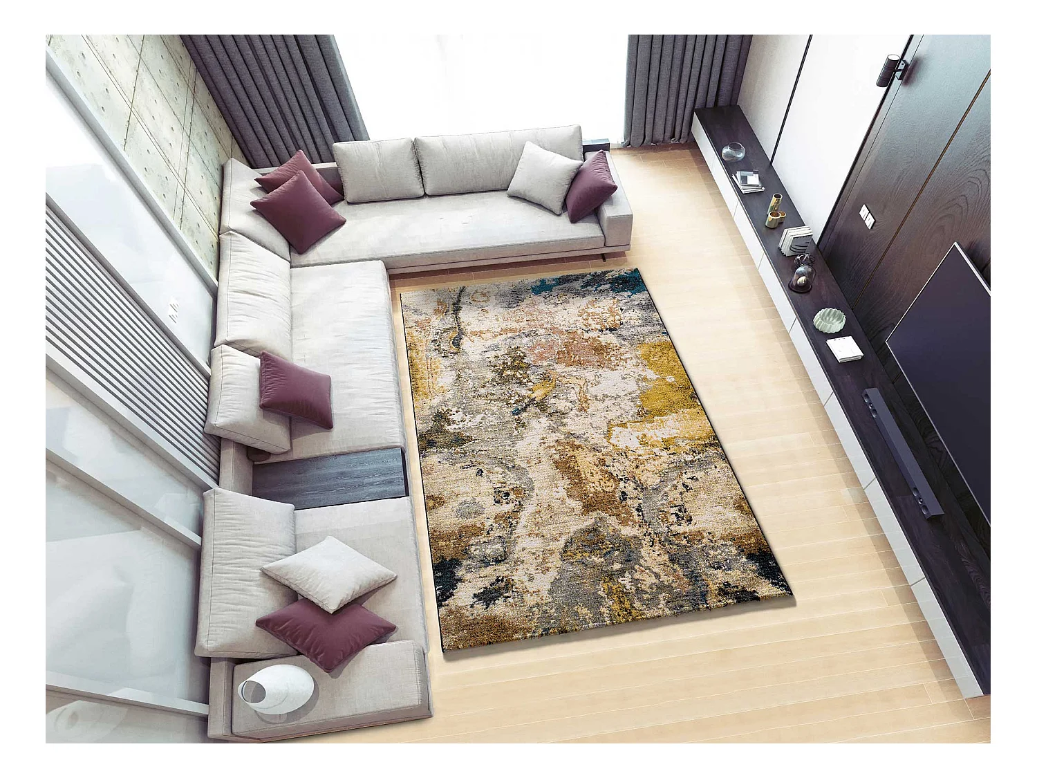 Laagpolig tapijt - abstract - veelkleurig - 80x150 cm - ANOUK