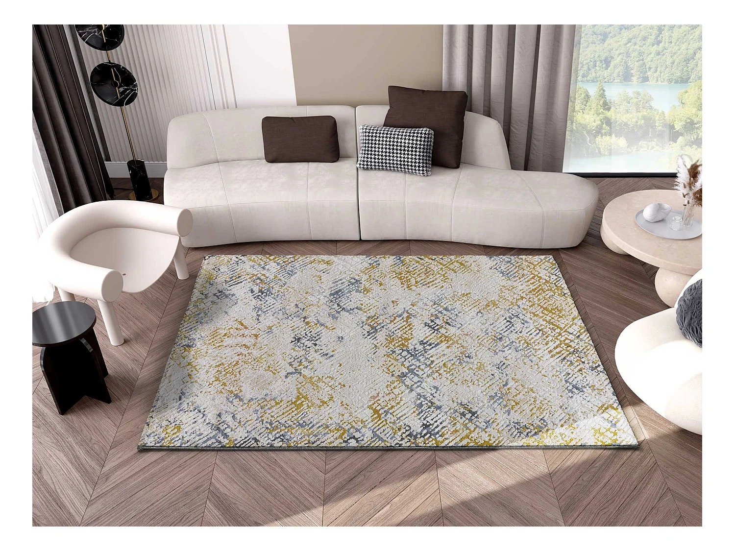 Kurzflorteppich - vintage - mehrfarbig - 115x170 cm - KILIS