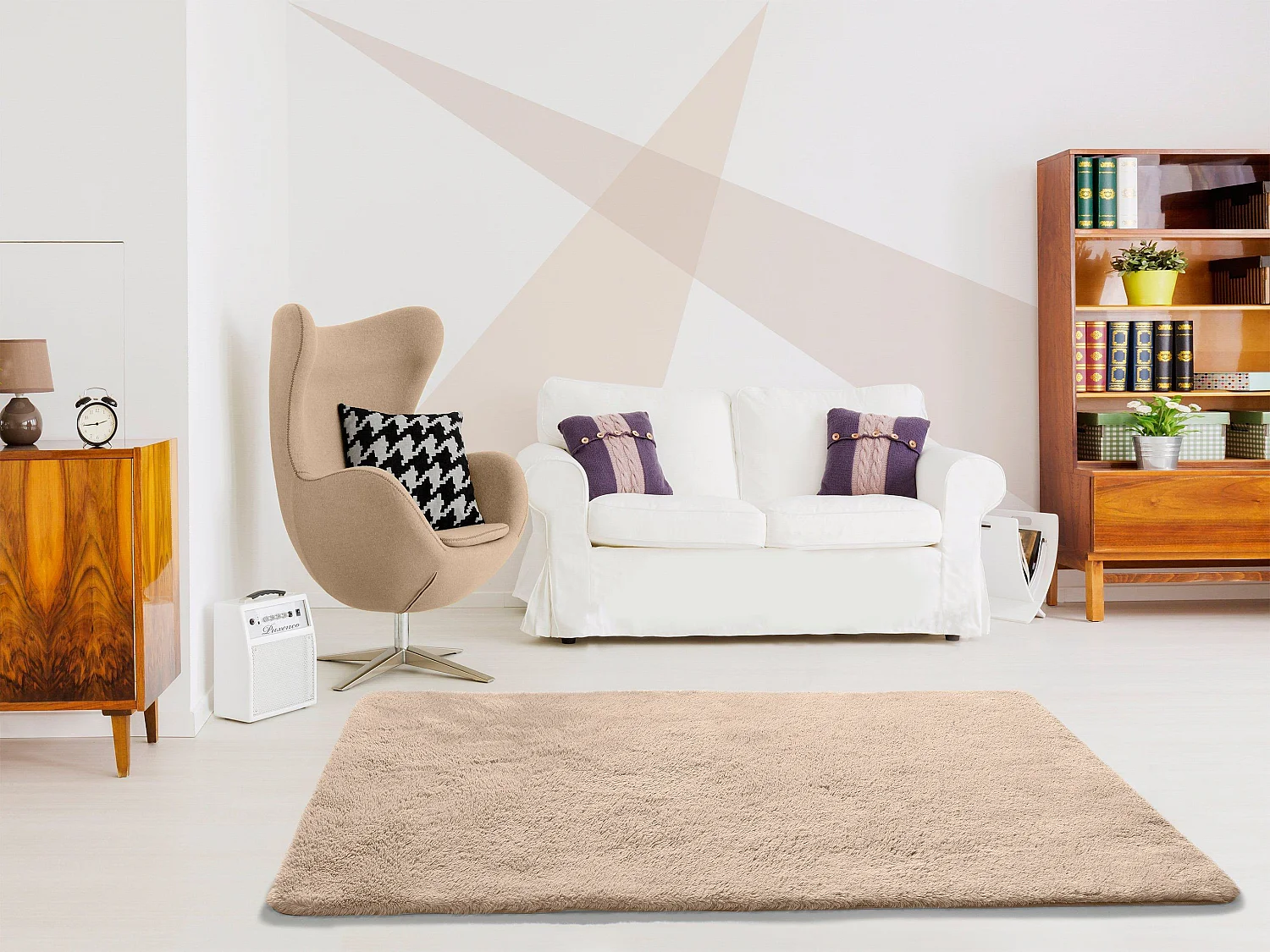 Tapis intérieur - shaggy uni - beige - 200 x 290 cm - ALPACA