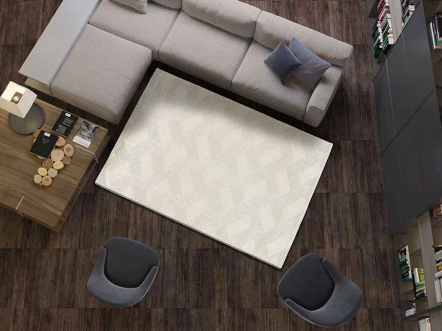 Alfombra interior  - geométrico - crema - 200 x 290 cm - SIGN