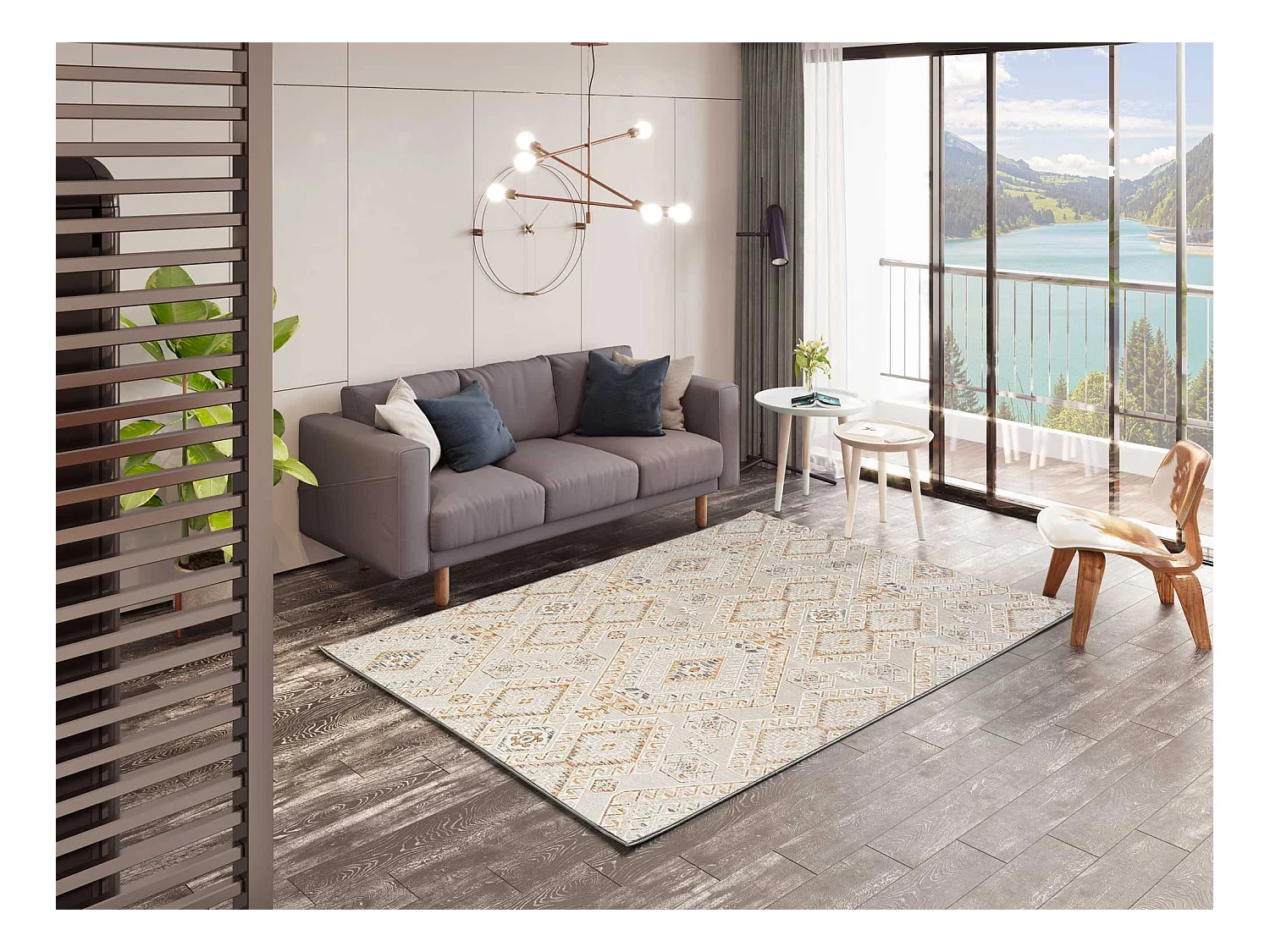 Tapis intérieur - vintage - moutarde - 95 x 140 cm - ARLETTE