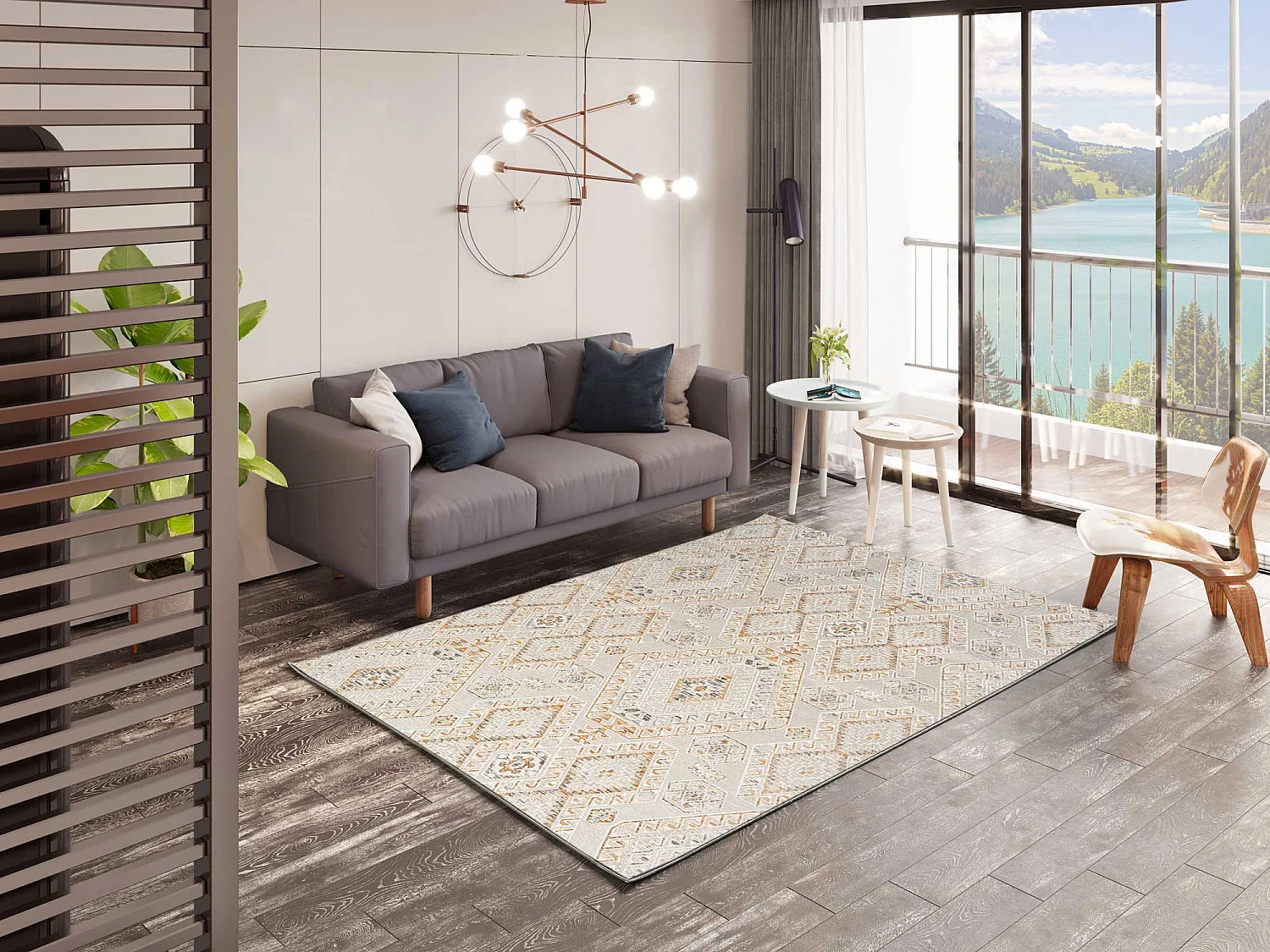 Tapis intérieur - vintage - moutarde - 95 x 140 cm - ARLETTE