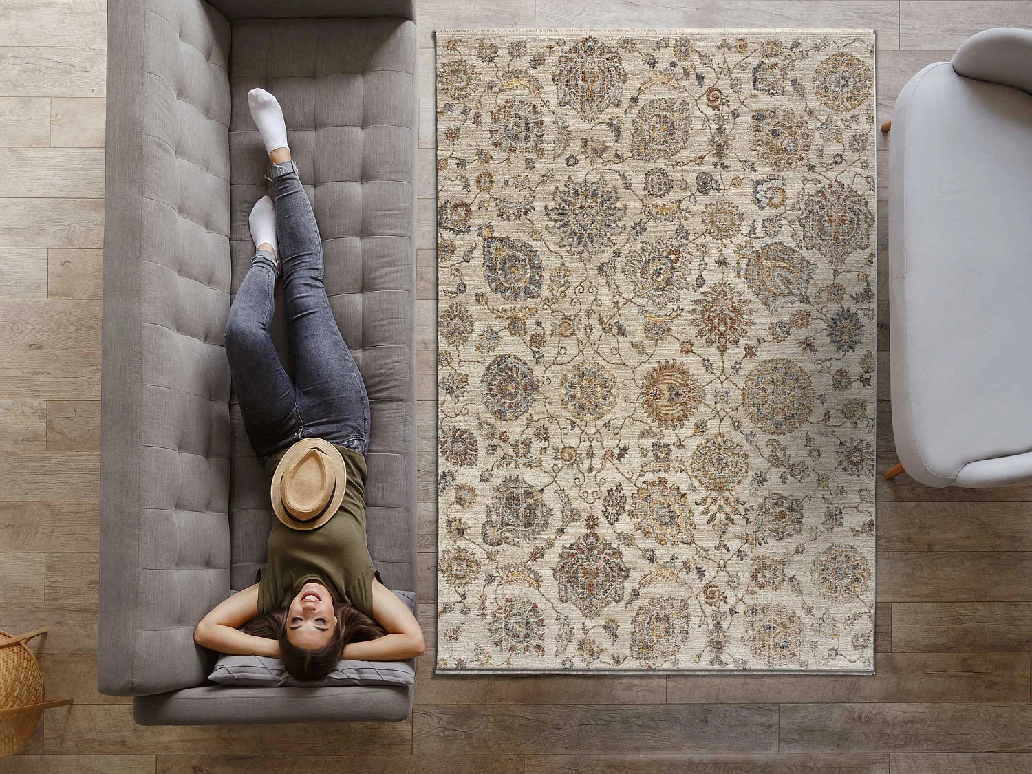 Kurzflorteppich - vintage - mehrfarbig - 133x190 cm - SAMARKAND