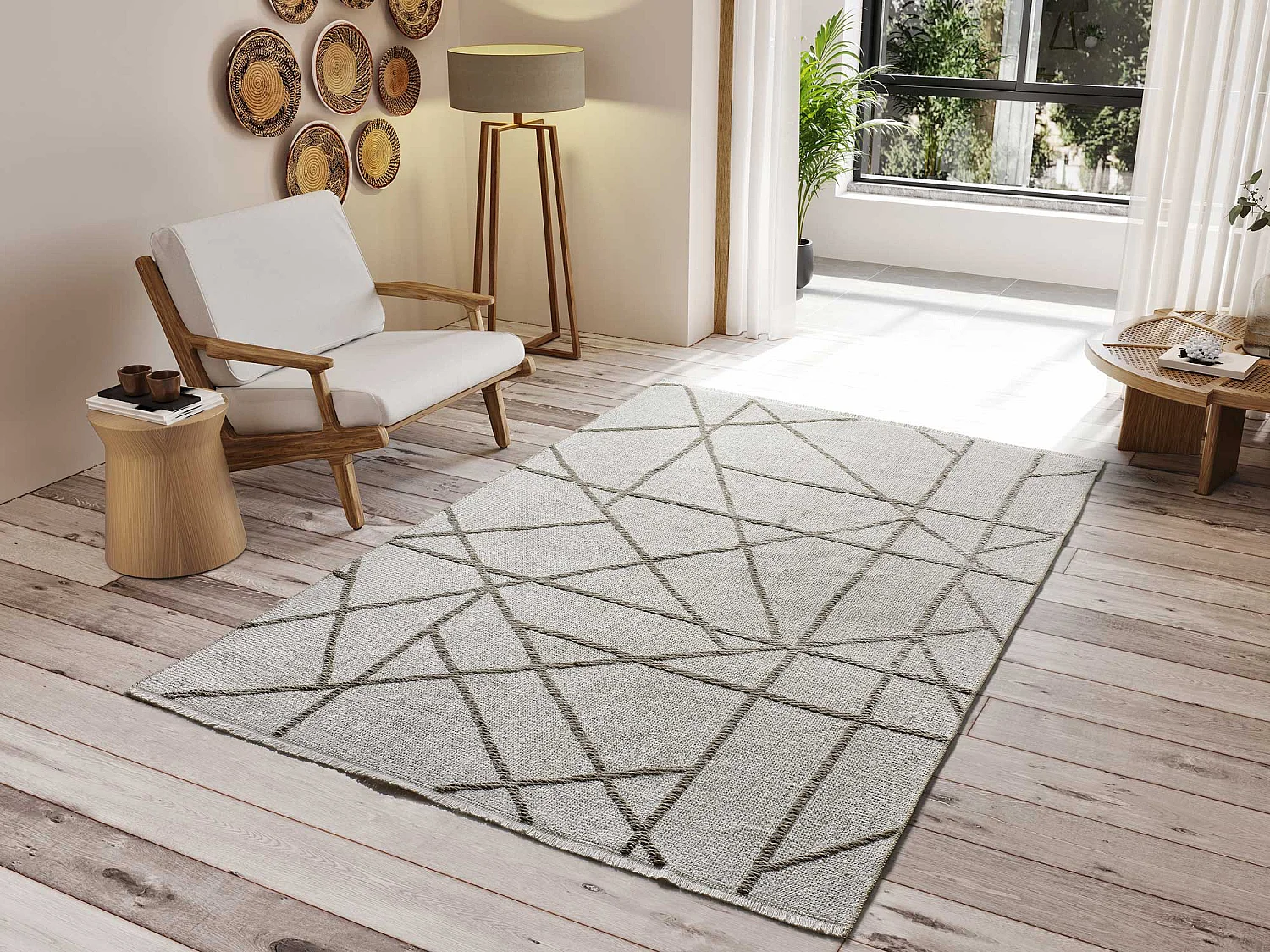 Tapis intérieur - ethnique - beige - 120 x 170 cm - LUX