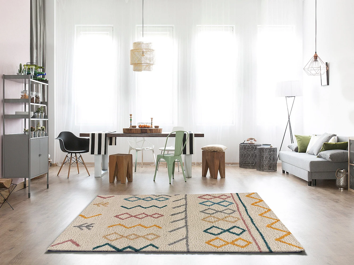 Tappeto interno - shaggy geometrico - multicolore - 133 x 190 cm - ULAI