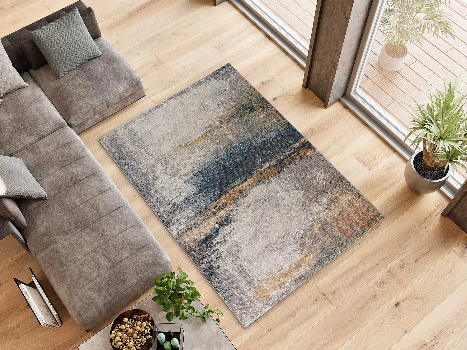 Tappeto interno - astratto - blu - 80 x 150 cm - PARMA