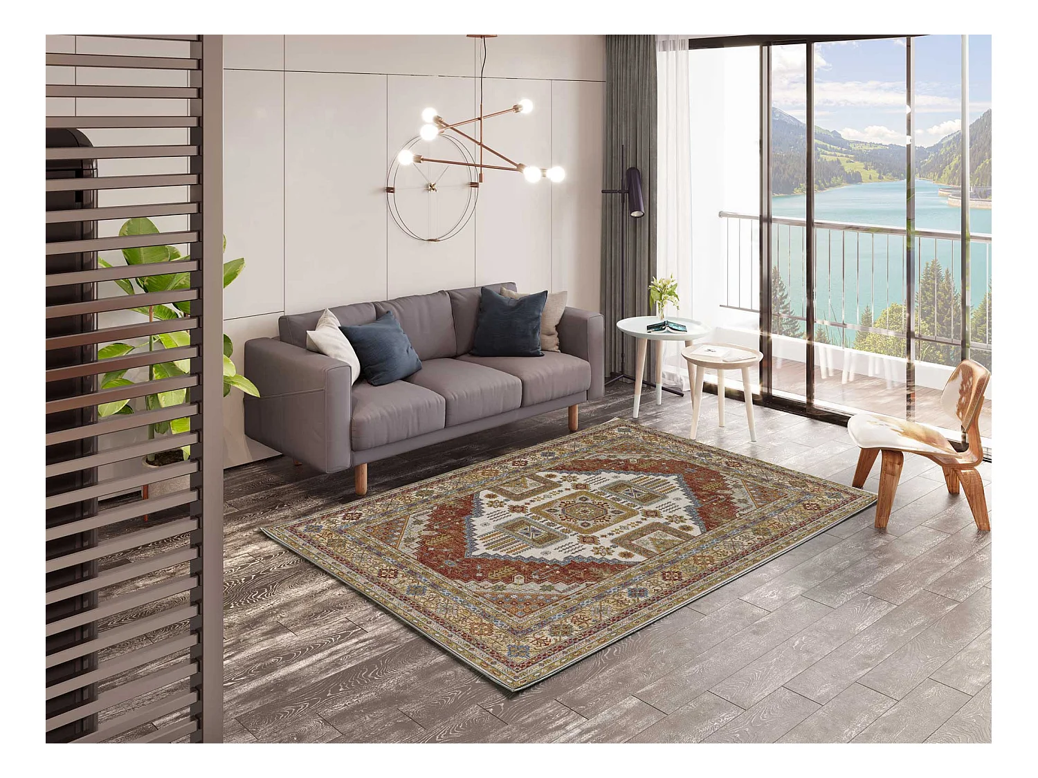 Tapis intérieur - vintage -  rouille - 140 x 200 cm - ANTHEA