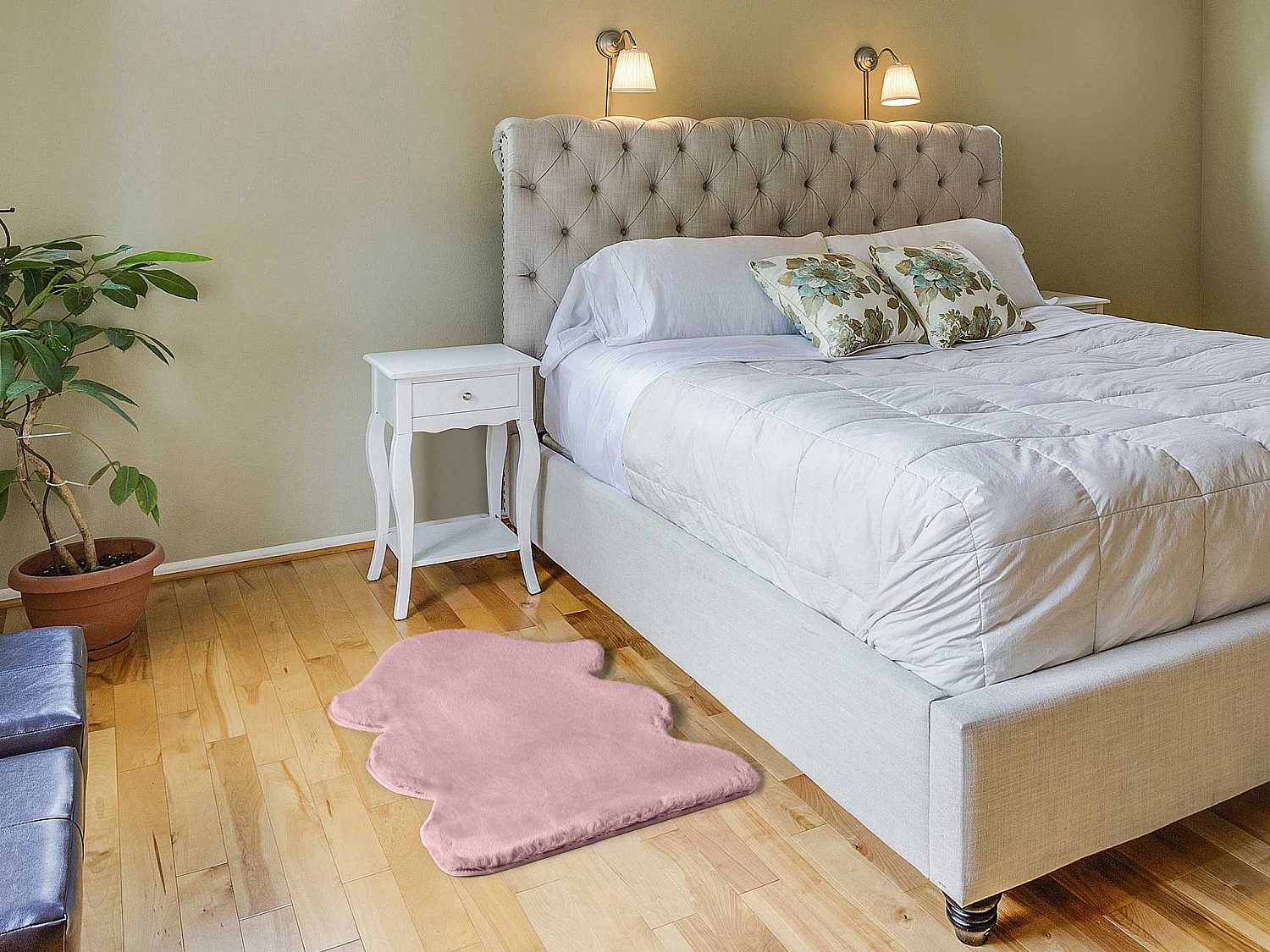 Tapis intérieur - shaggy uni - rose - 60 x 90 cm - FOX