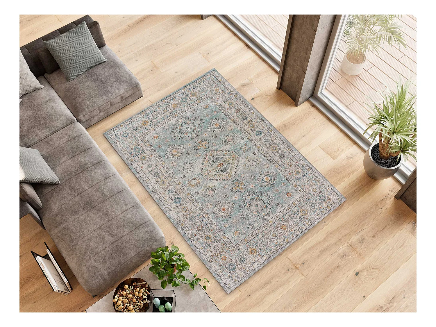 Tapis intérieur - vintage - bleu - 120 x 170 cm - PARMA