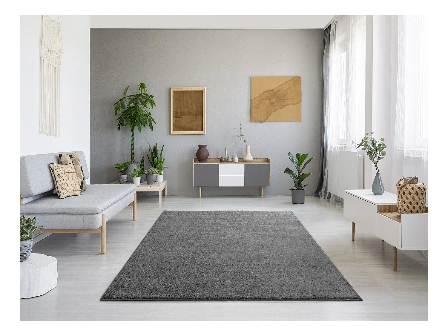 Alfombra interior  - liso - gris - 200 x 290 cm - MONTANA