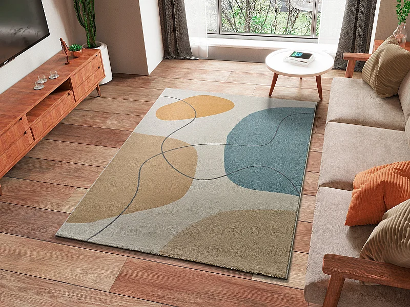 Tapis intérieur - formes organiques - multicolore - 80 x 150 cm - NEW YORK