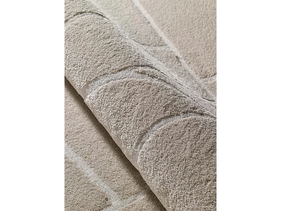 Laagpolig tapijt - abstract - crème - 80x150 cm - HL-ETHNIC
