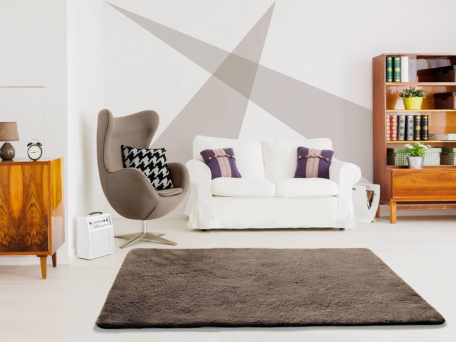 Tapis intérieur - shaggy uni - vison - 160 x 230 cm - ALPACA