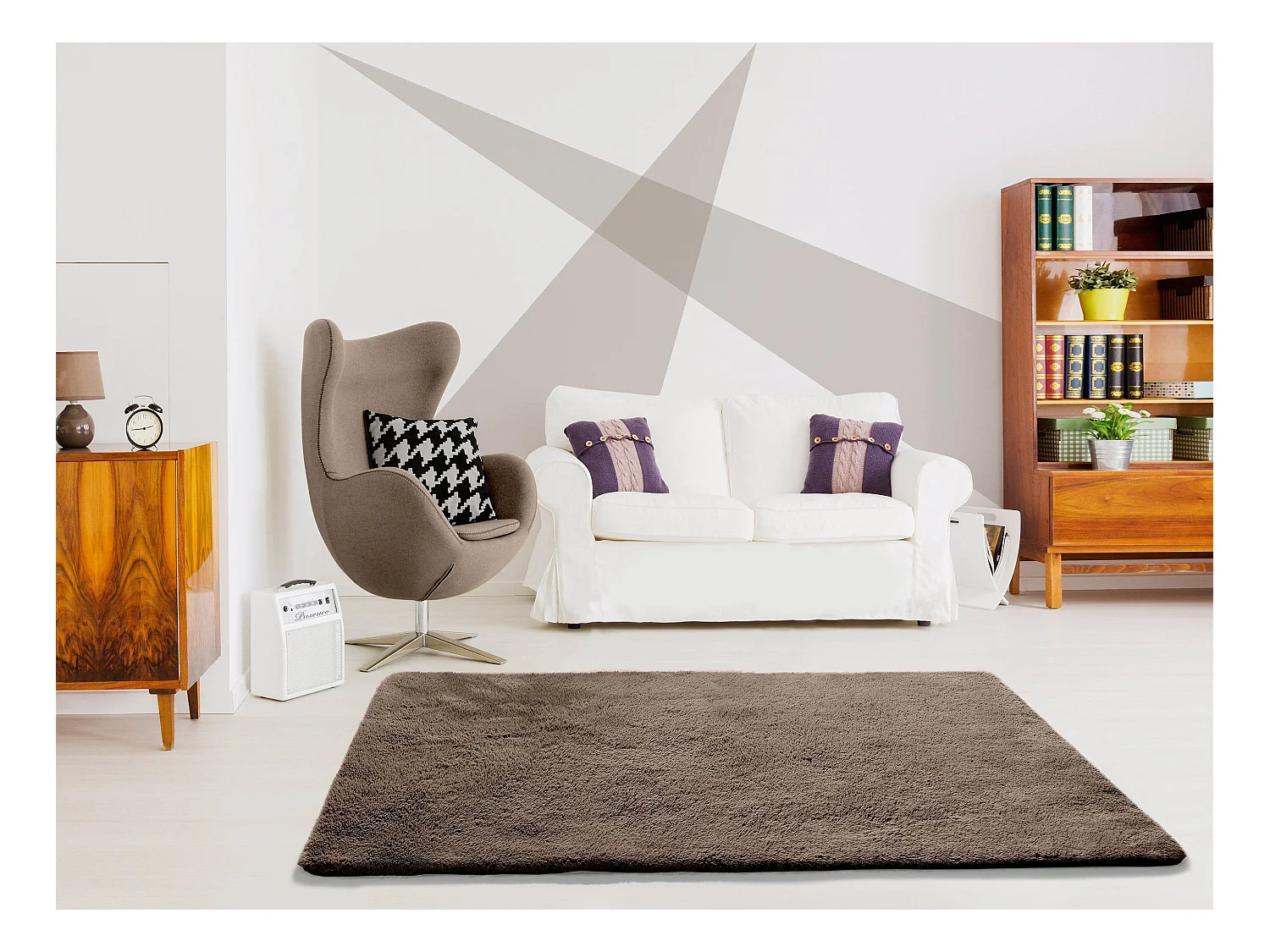 Tapis intérieur - shaggy uni - vison - 160 x 230 cm - ALPACA