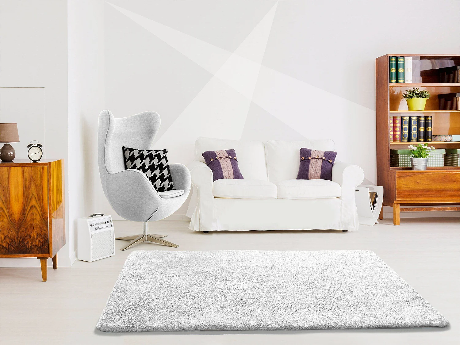 Tapis intérieur - shaggy uni - blanc - 160 x 230 cm - ALPACA
