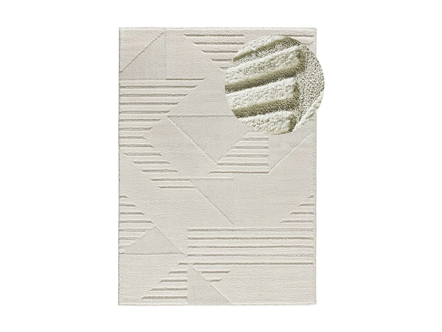 Hochflorteppich - geometrisch - creme - 160x230 cm - NUMA