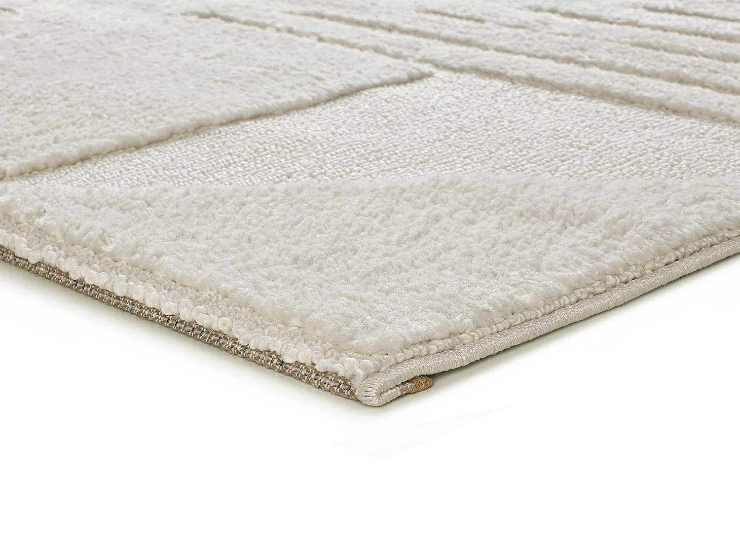 Hochflorteppich - geometrisch - creme - 160x230 cm - NUMA