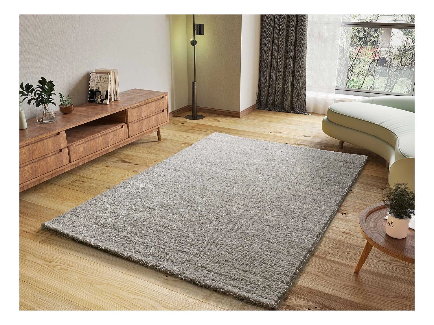 Tapis intérieur - shaggy uni - argent - 160 x 230 cm - ATLAS