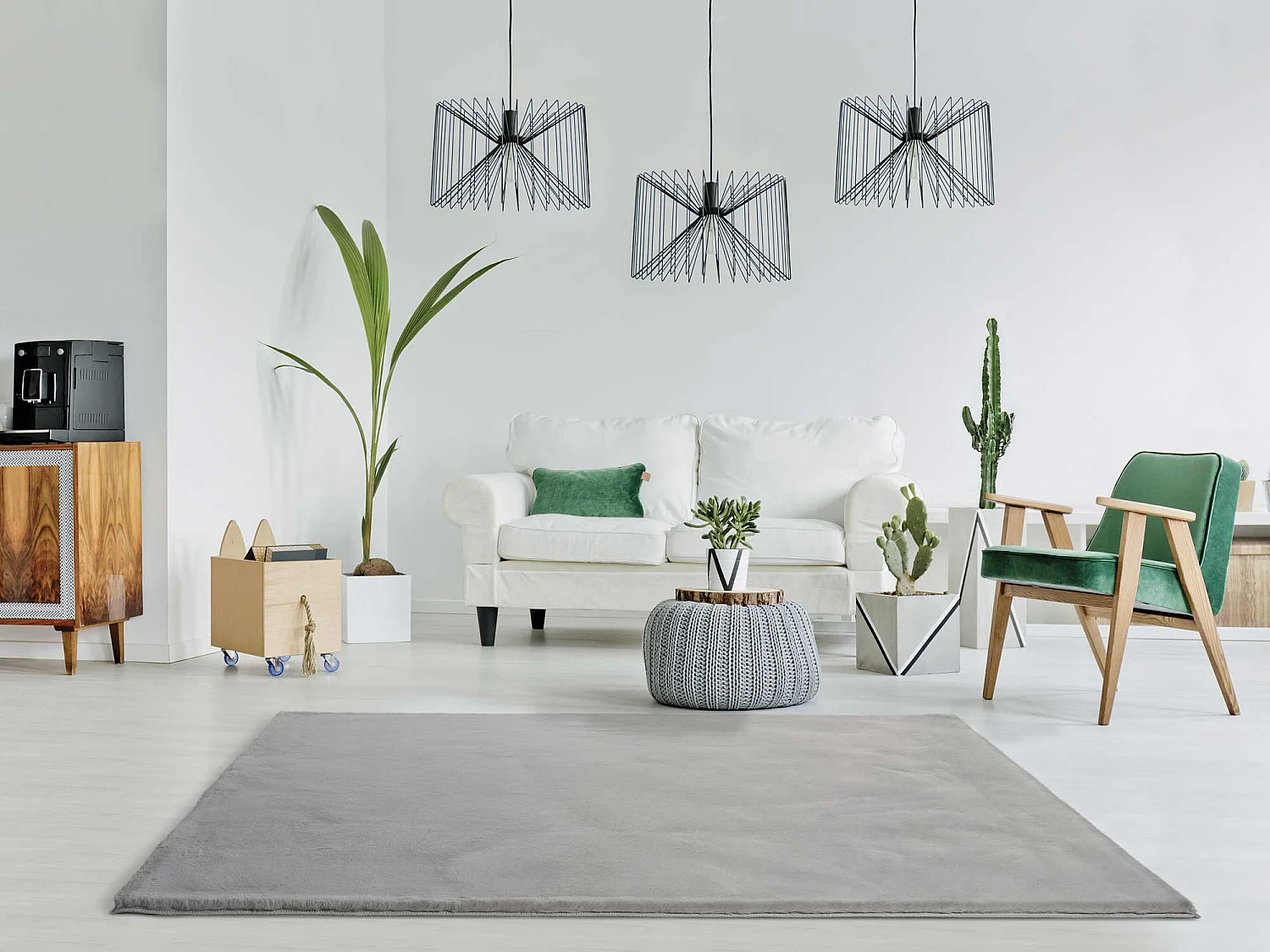 Tappeto interno rotonda - shaggy liscio - argento - diam.120 cm - FOX