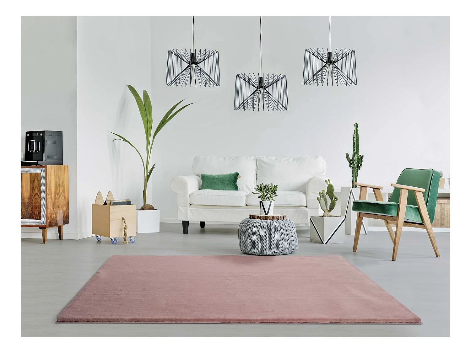 Tapis intérieur - shaggy uni - rose - 80 x 150 cm - FOX