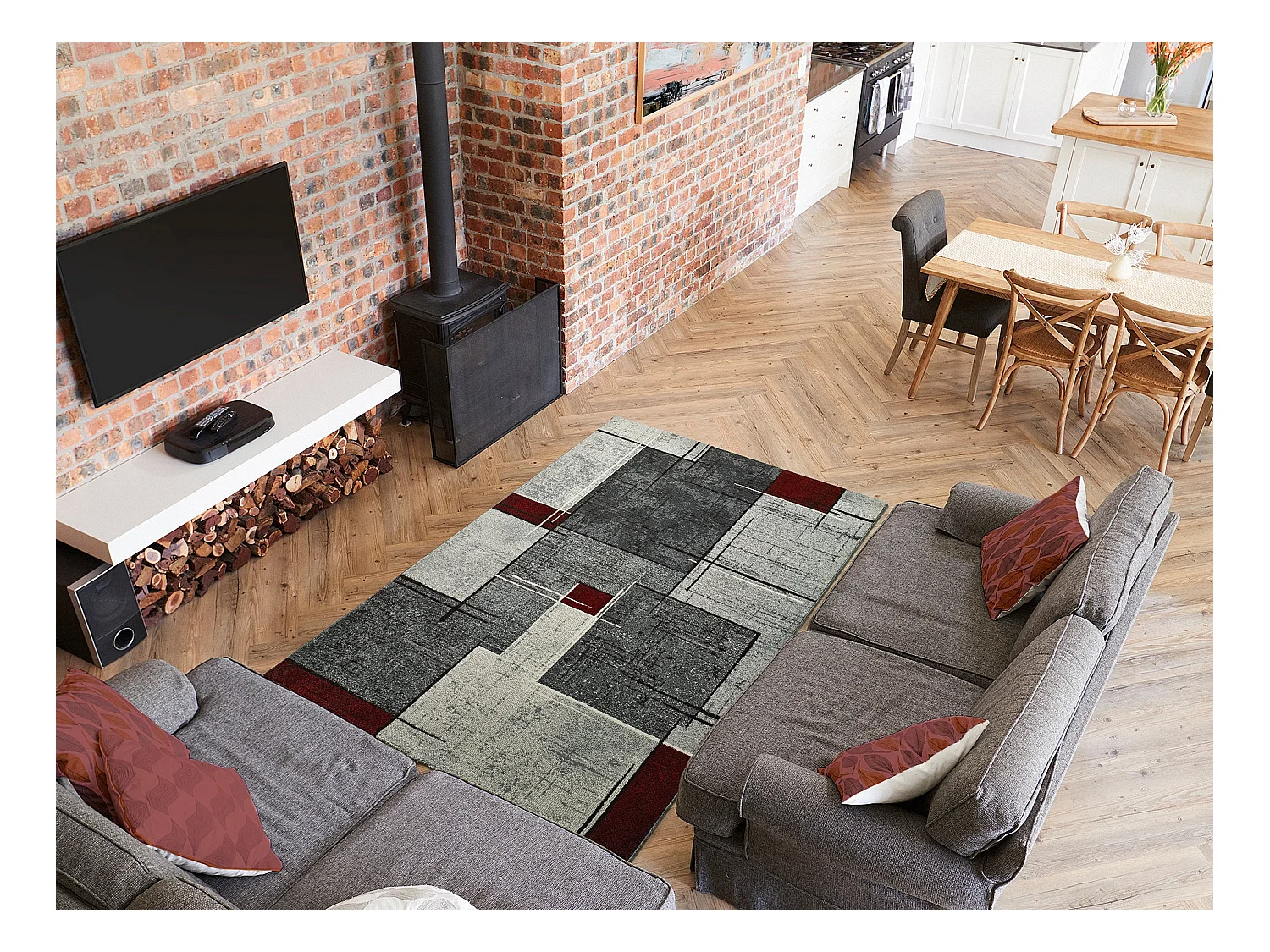 Laagpolig tapijt - modern - grijs - 200x290 cm - DREAMS
