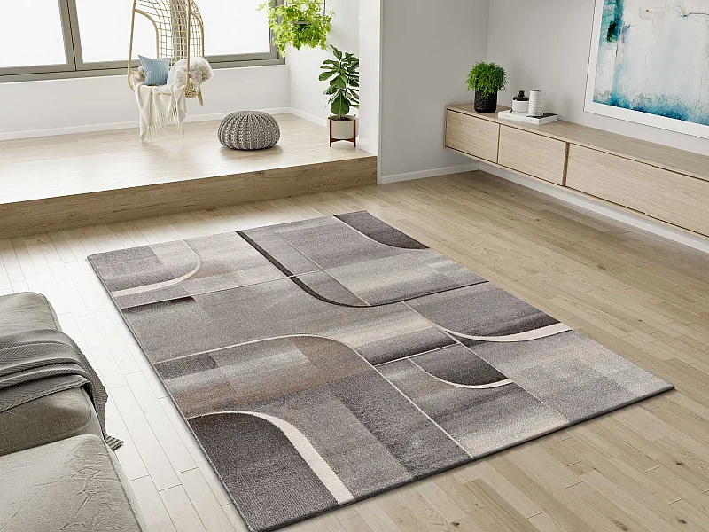 Tapis intérieur - abstrait - gris - 80 x 150 cm - MEDEL