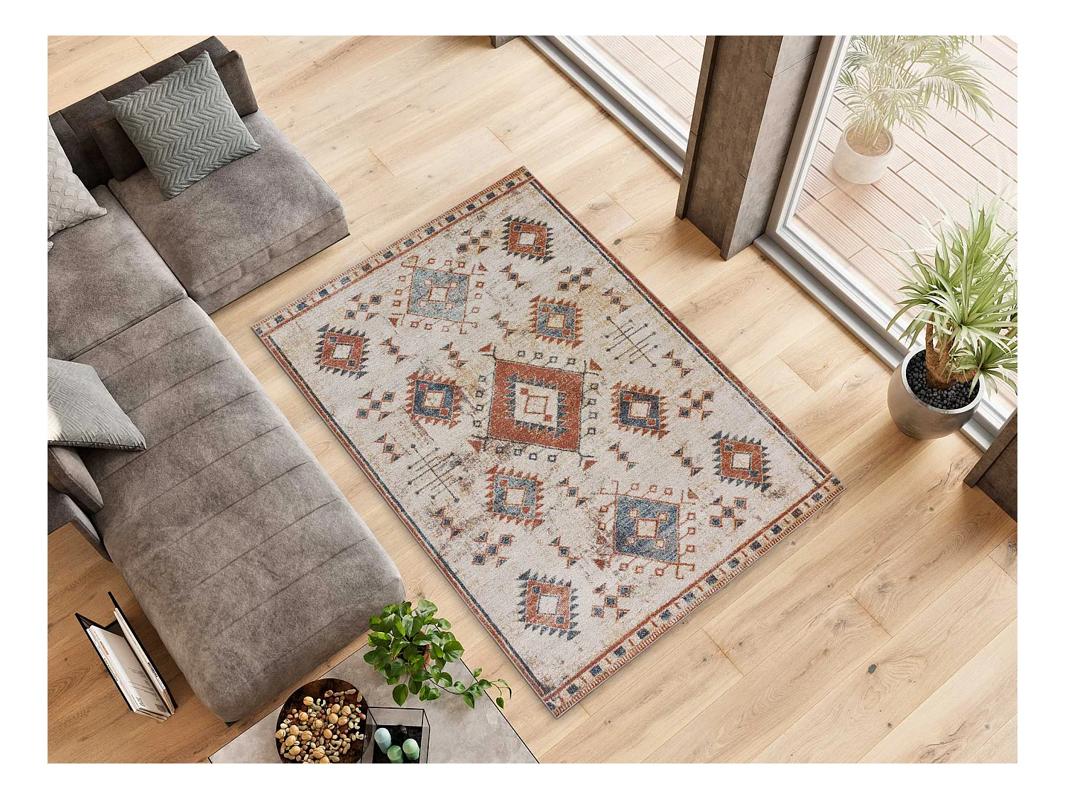 Kurzflorteppiche - ethnisch - rostrot - 120x170 cm - PARMA