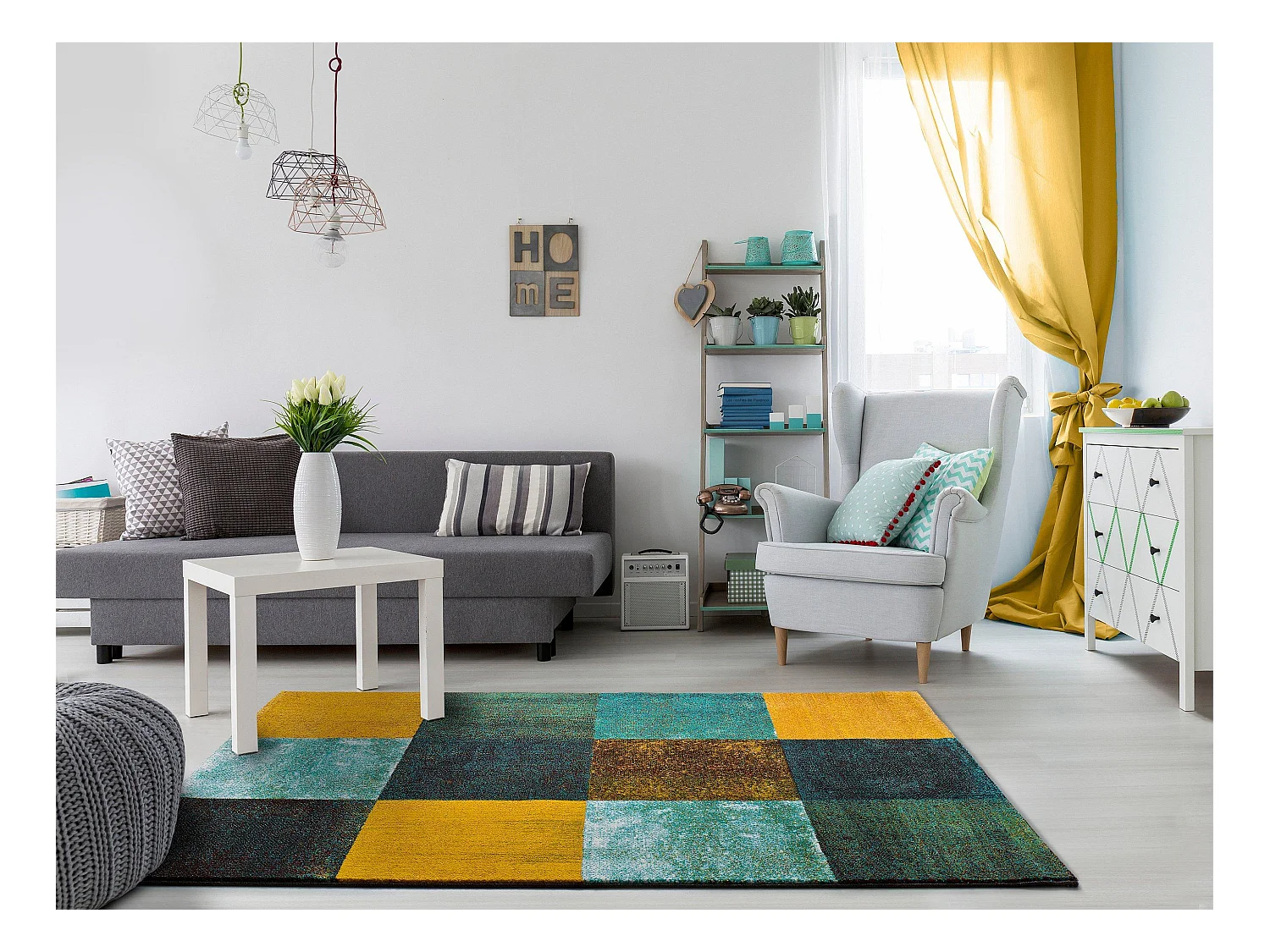 Tapis intérieur - géométrique - multicolore - 140 x 200 cm - MOAR