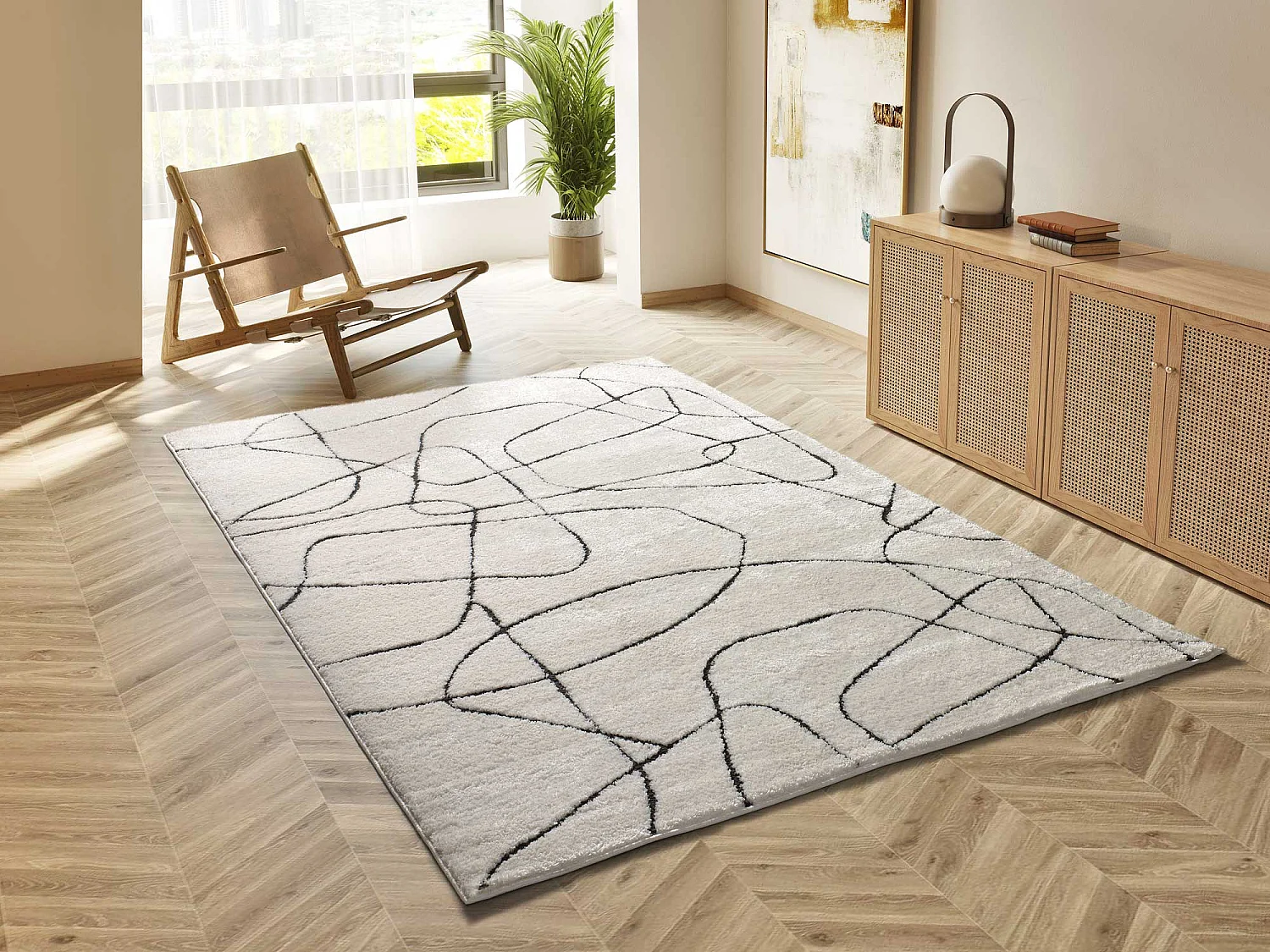 Tapis intérieur - géométrique - blanc - 120 x 170 cm - BLANCHE