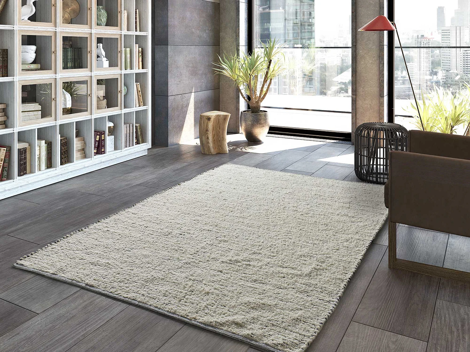 Alfombra interior  - semi-lisa - blanco - 60 x 110 cm - REIMAGINE