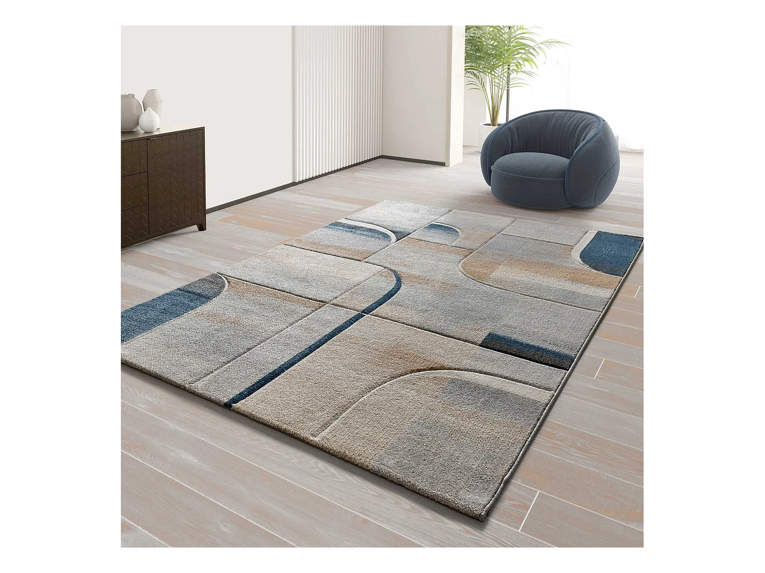 Kurzflorteppiche - abstrakt - blau - 160x230 cm - MEDEL