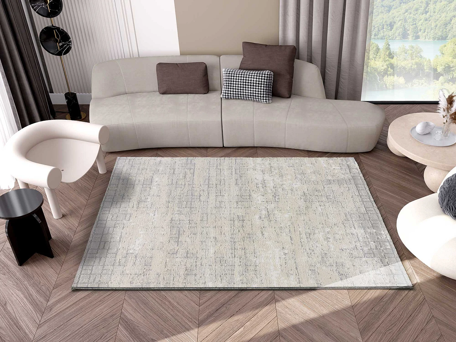 Alfombra interior  - abstracto - crema - 80 x 150 cm - HL-VINTAGE