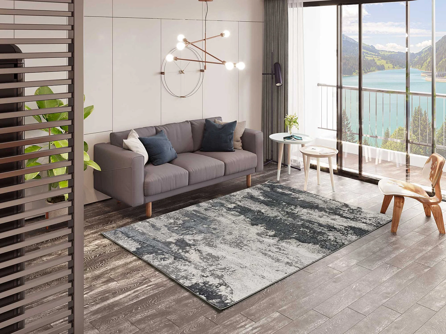 Tappeto interno - astratto - grigio - 80 x 150 cm - AGATA