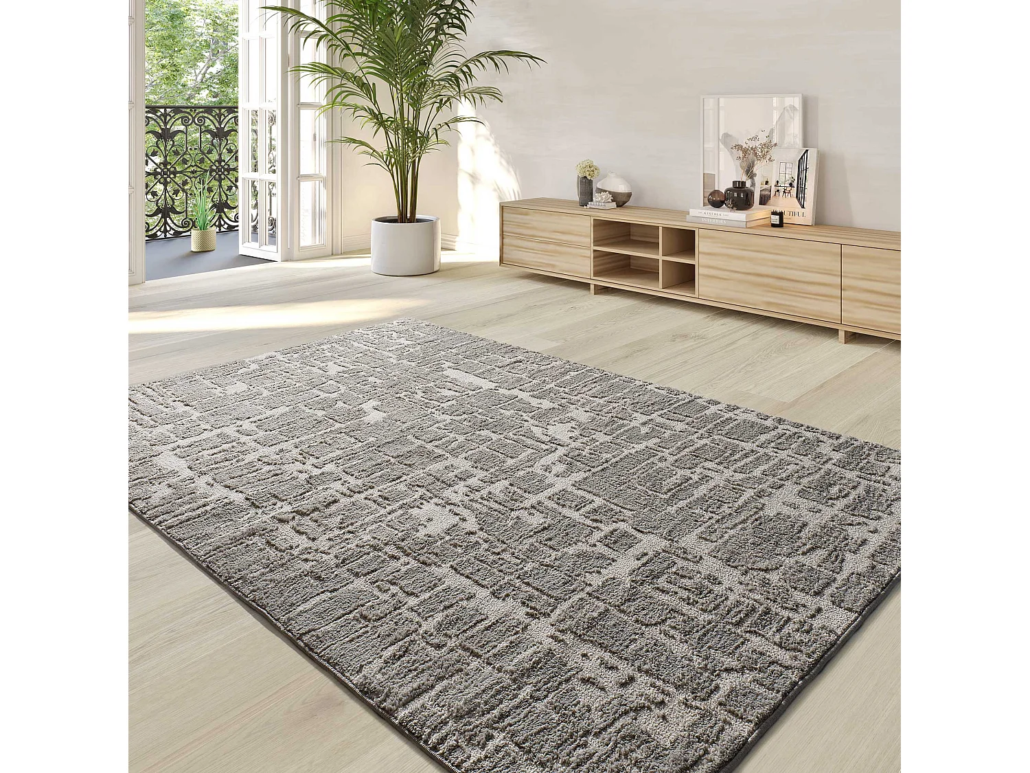 Hochflorteppich - skandinavisch - silber - 160x230 cm - LIMA