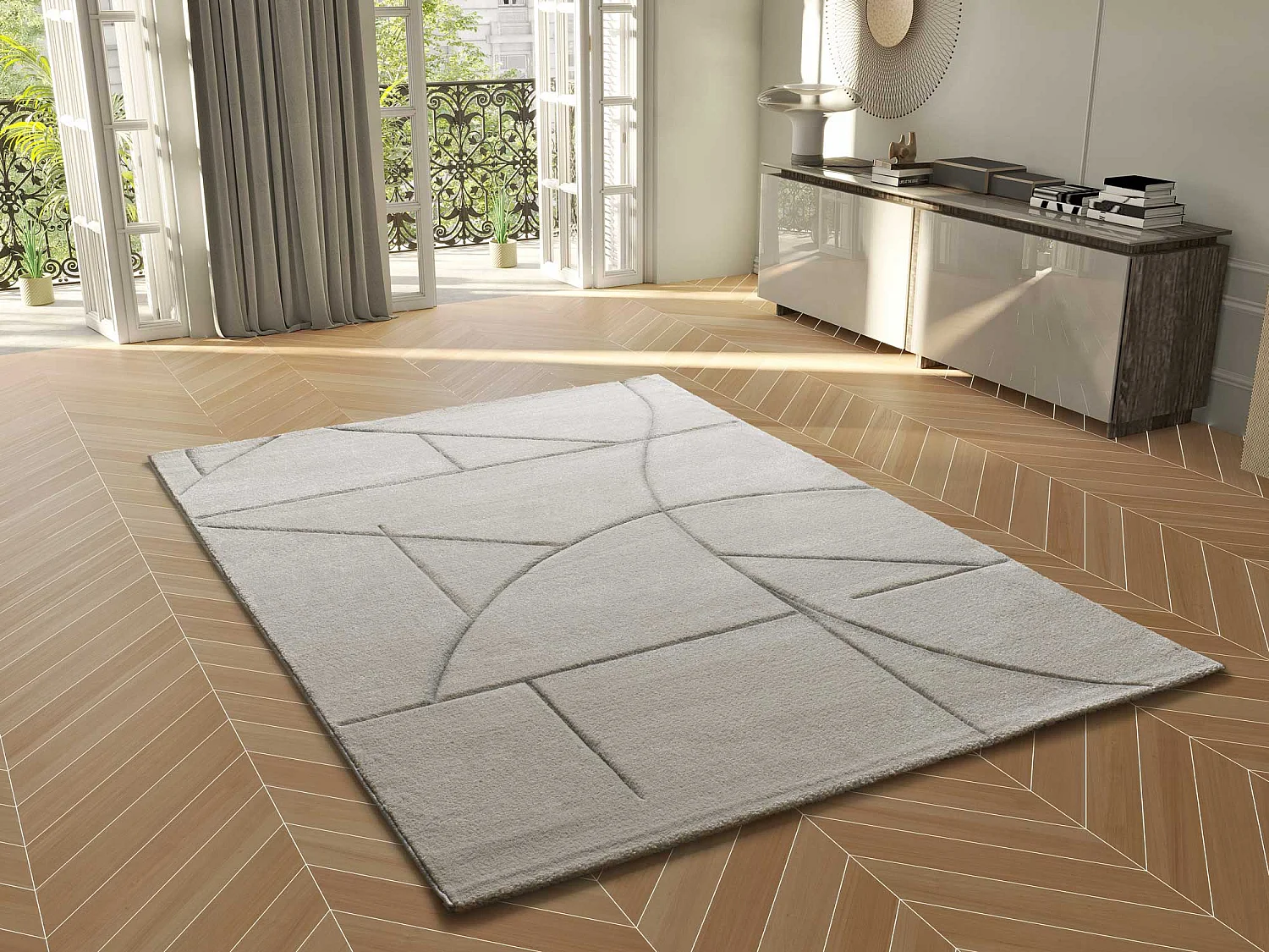 Alfombra interior  - geométrico - crema - 120 x 170 cm - LENA