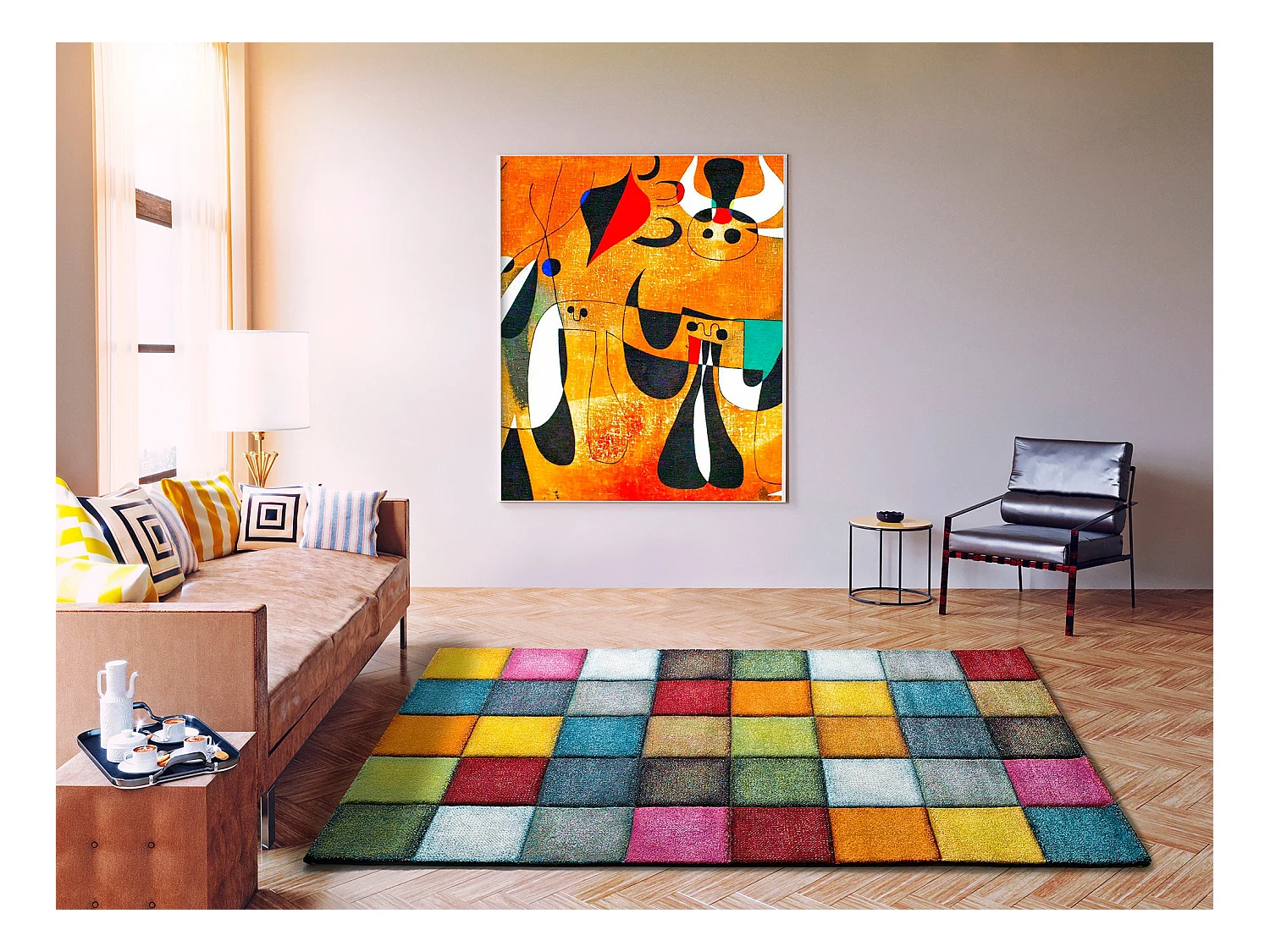 Laagpolig tapijt - geometrisch - veelkleurig - 140x200 cm - MATRIX